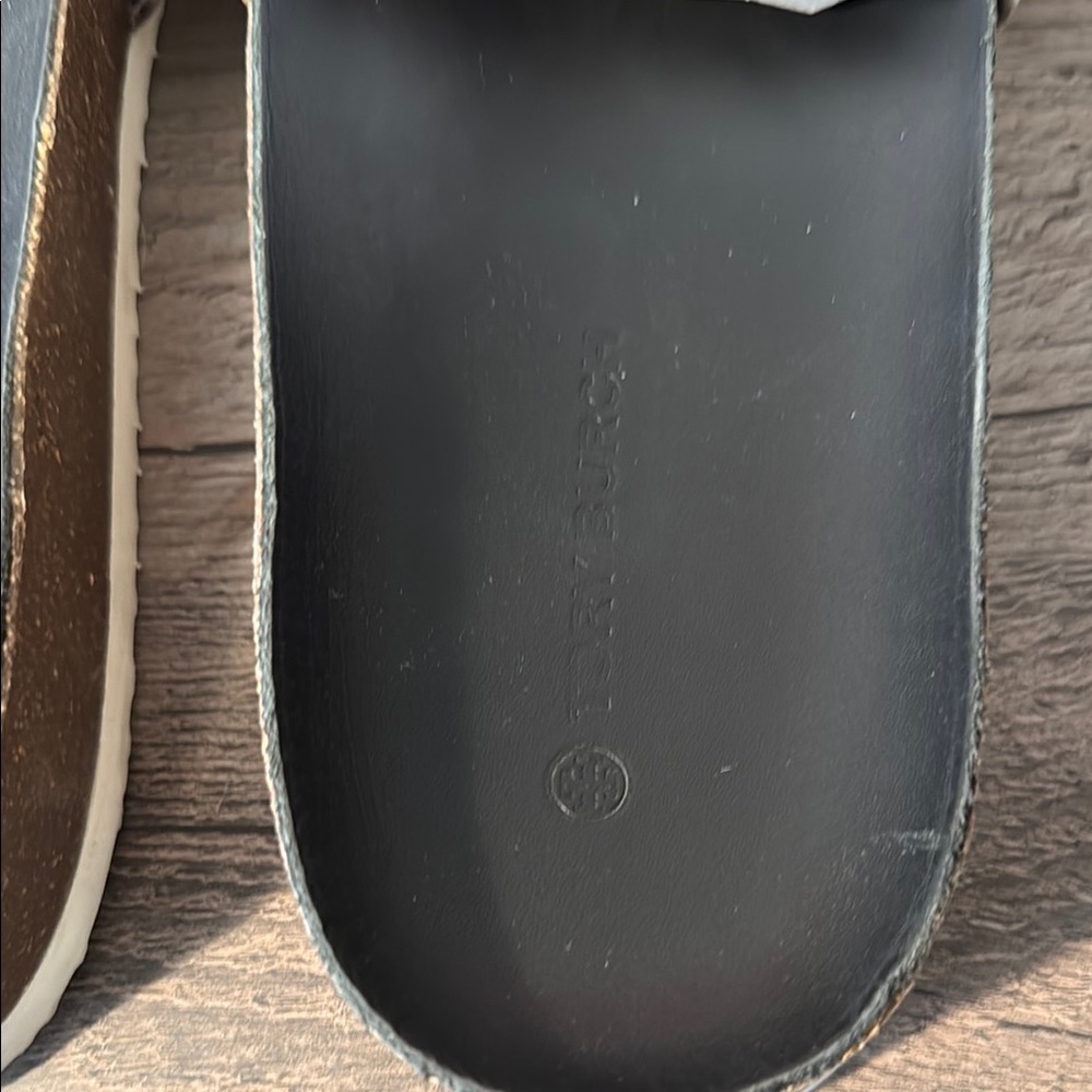 Tory Burch Black and Snake Print Slides - Picture 5 of 10